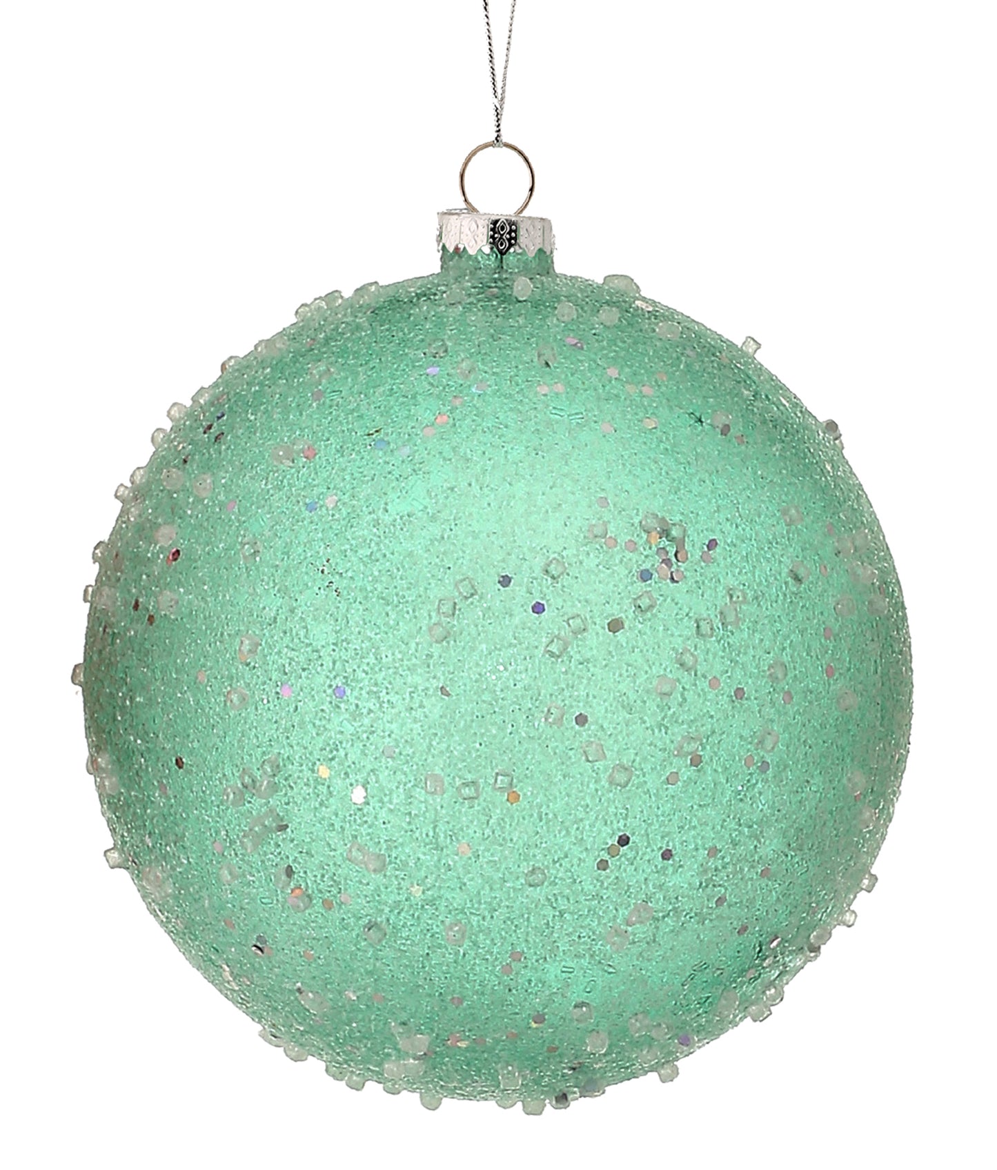 150MM Sparkly Gumdrop Ball Ornament - Mint