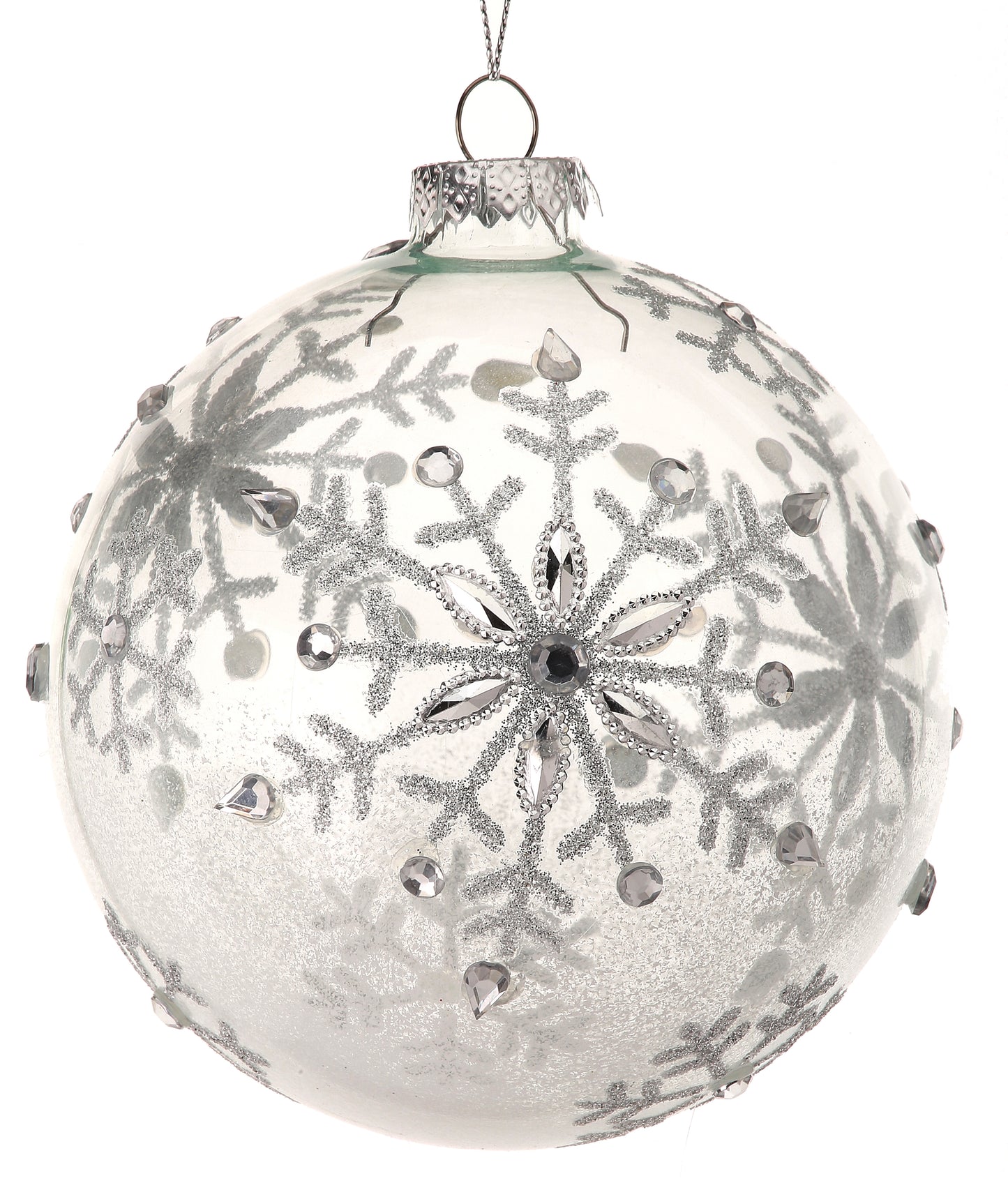5" Glass Snowflake Ball Ornament