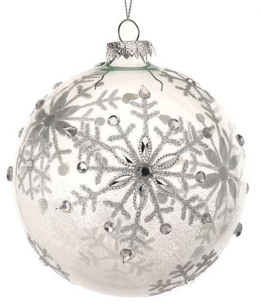 5" Glass Snowflake Ball Ornament