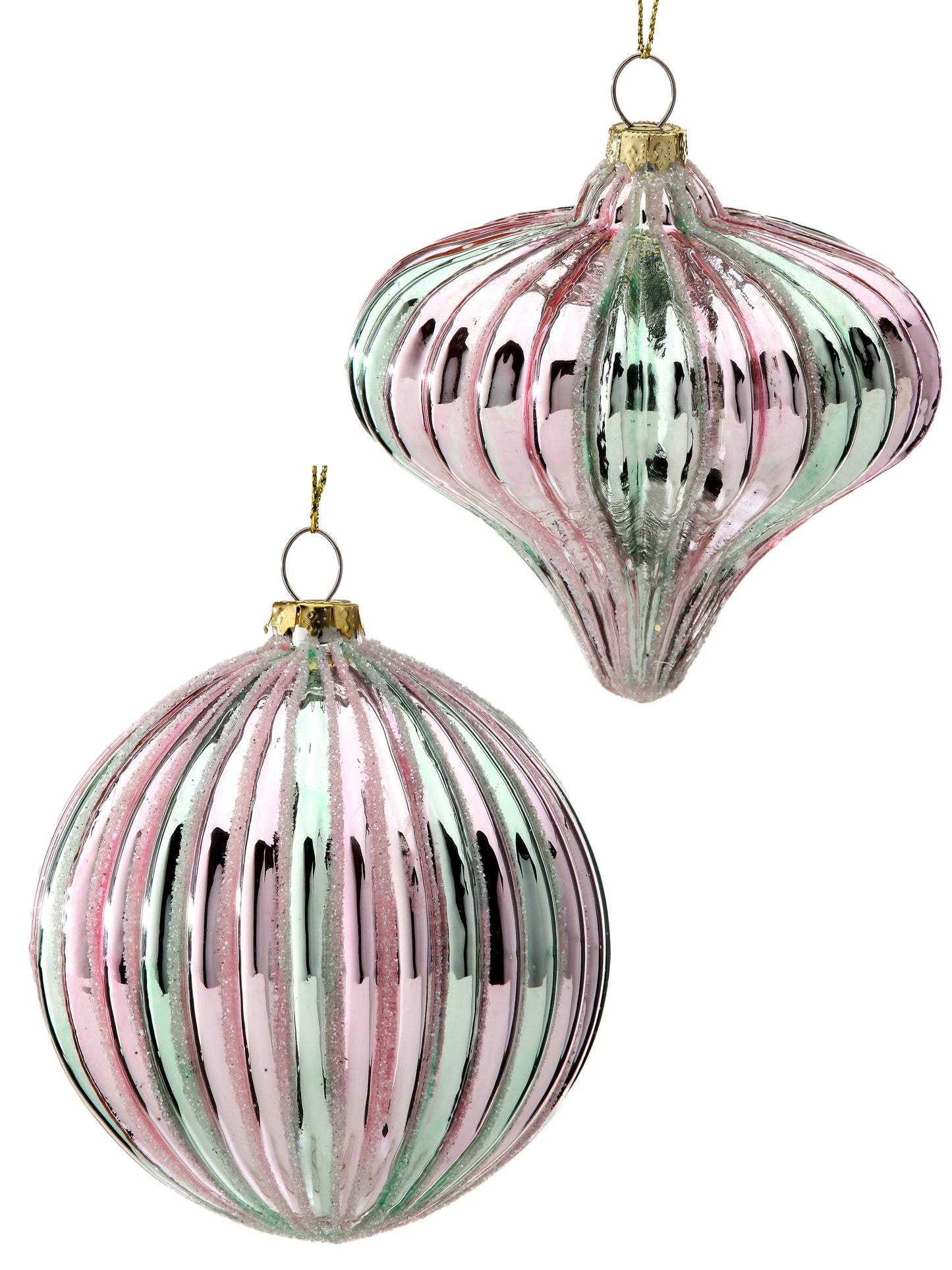 4" Glass Stripe Ornament: Ball or Finial