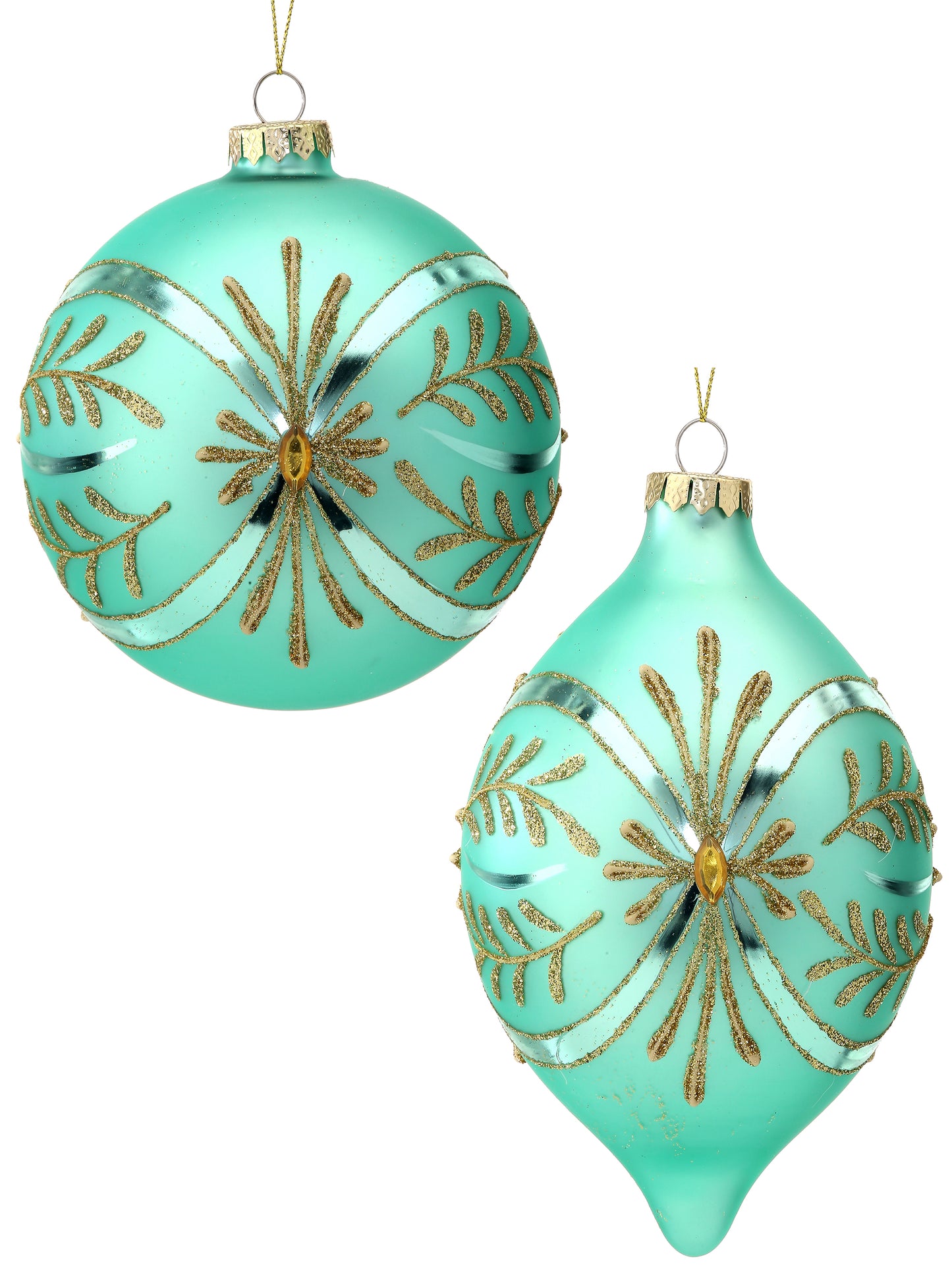 5-6" Glass Emeralds Ornament: Ball or Finial