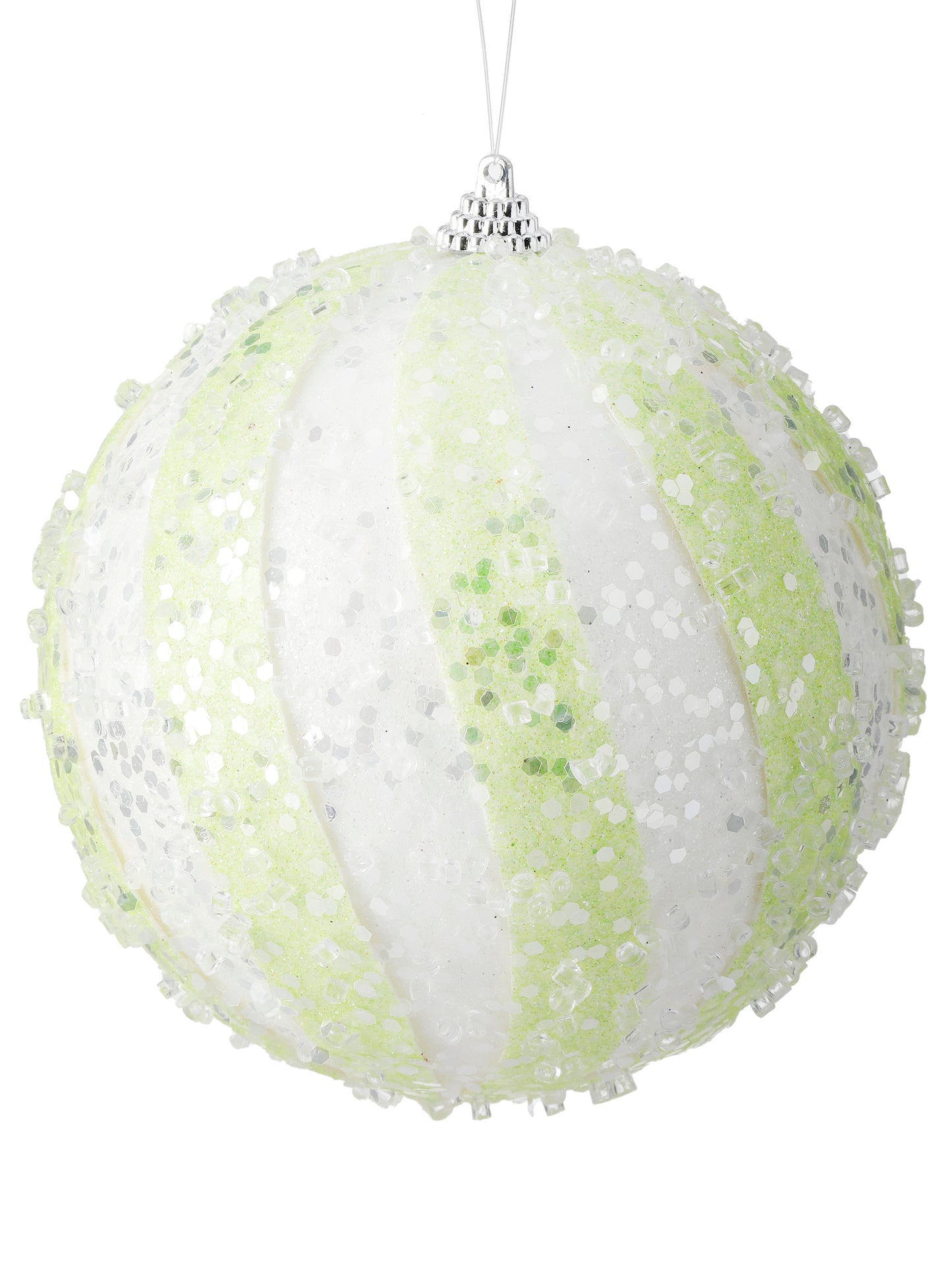 Pastel Green 5" Iced Candy Stripe Ball Ornament