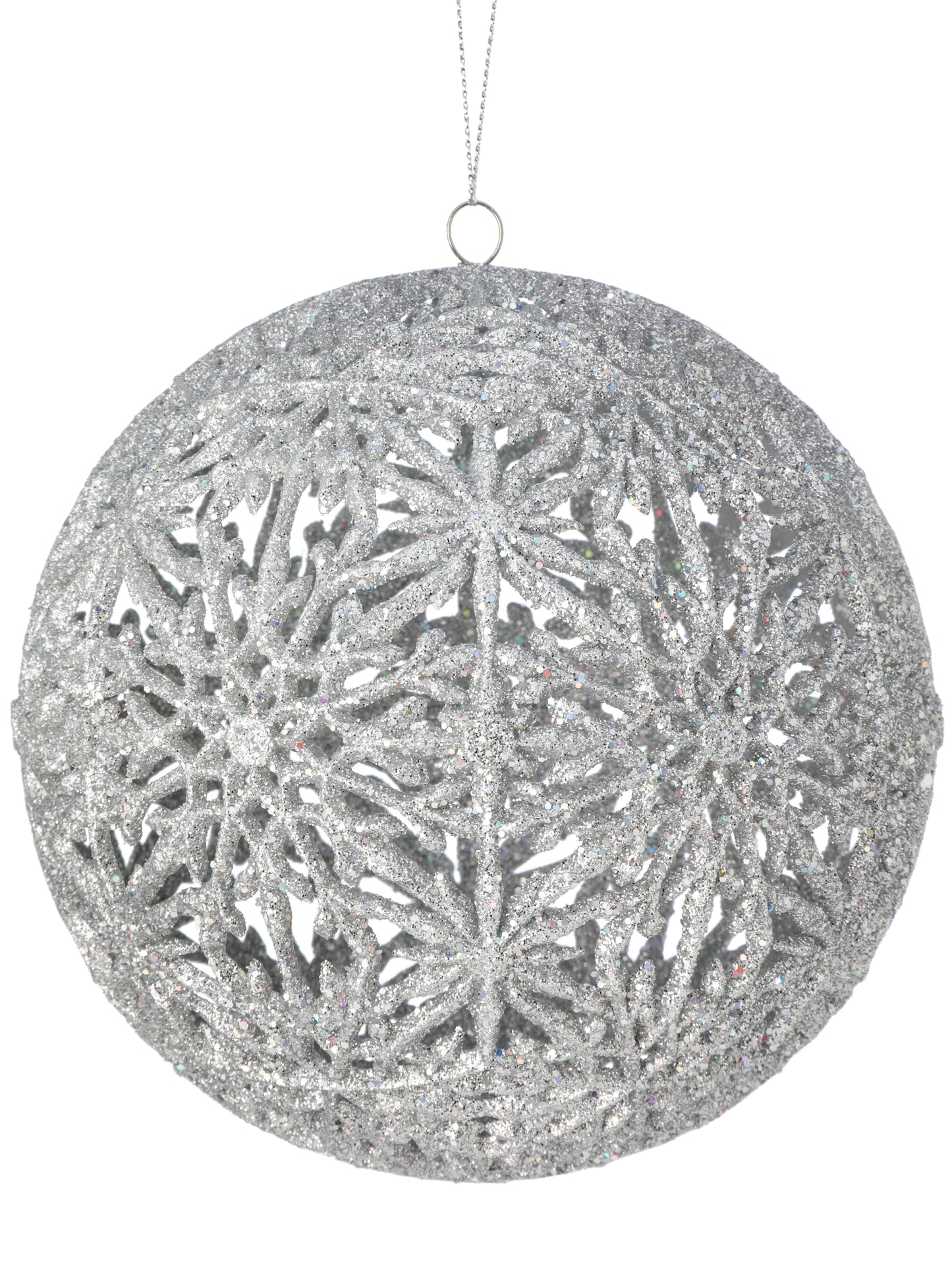 Silver Snowflake Ball Ornament