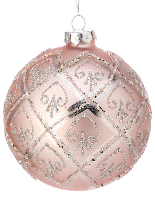 4" Glass Blush Pink Beauty Ball Ornament: Set of 3