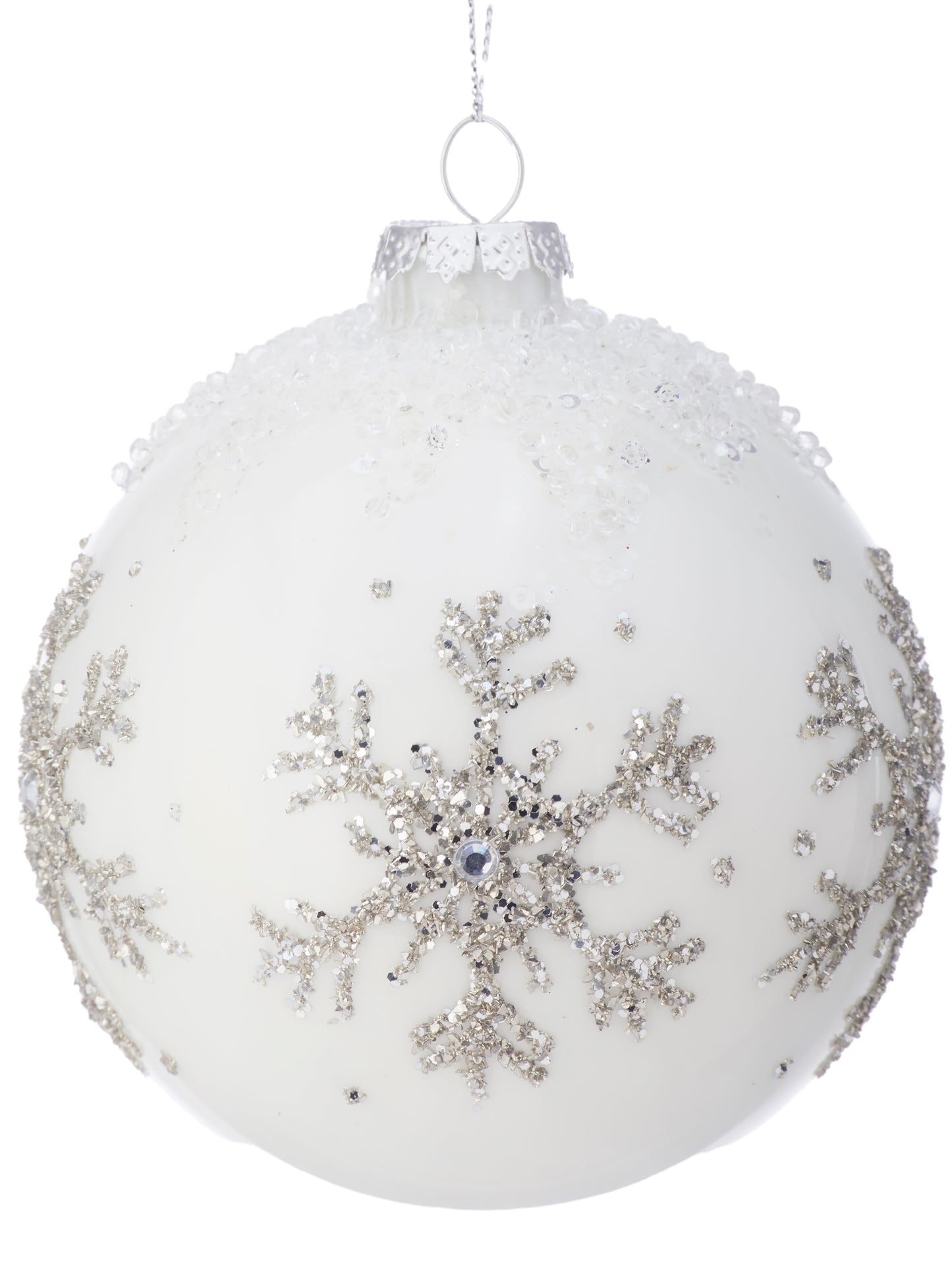 4" Glass Pearlized Snowflake Ornament
