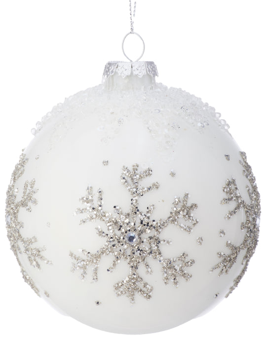 4" Glass Pearlized Snowflake Ornament
