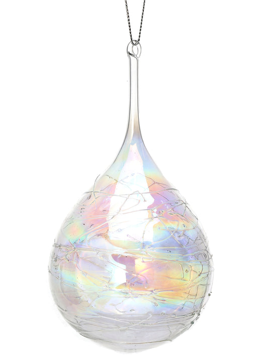 6" Glass Iridescent Drop Ornament
