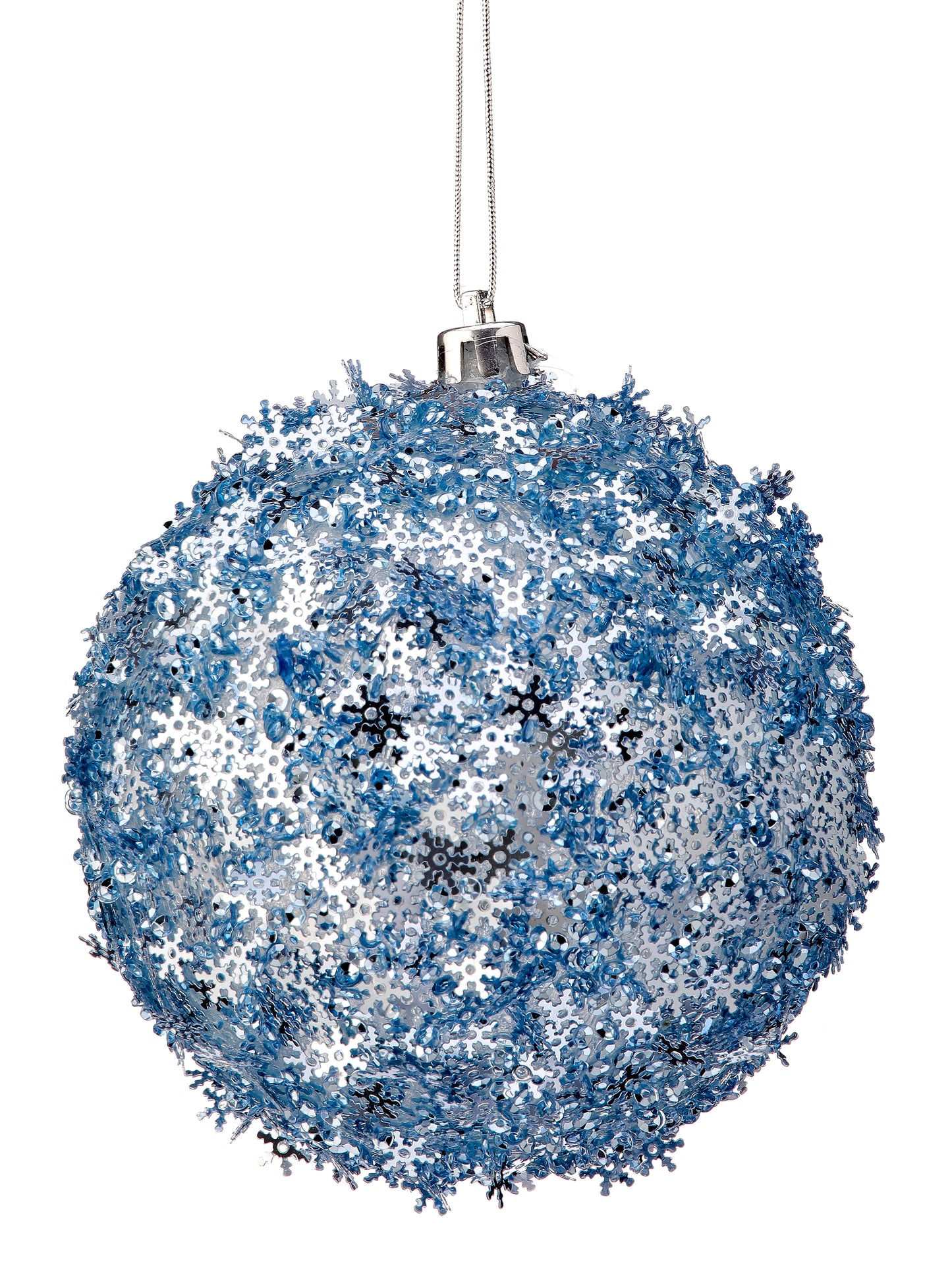 4" Aqua Metallic Snowflake Ornament