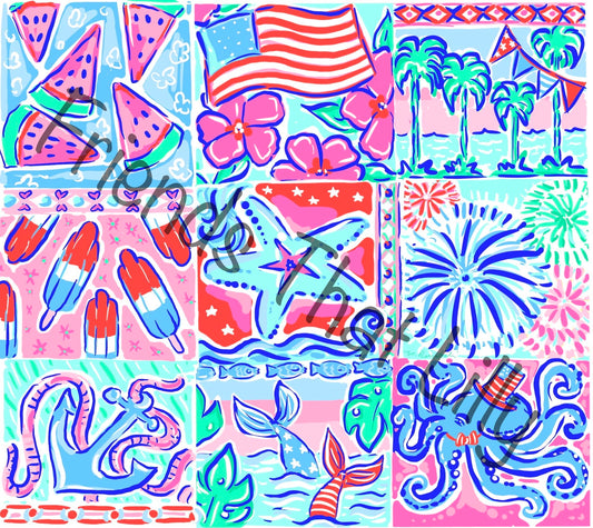 Beach Towel: Patriotic Patchwork Design