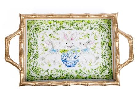 Bunny Trio Enameled Chang Mai Tray