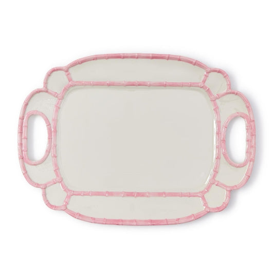 Pink Bamboo Touch Platter with Bamboo Rim