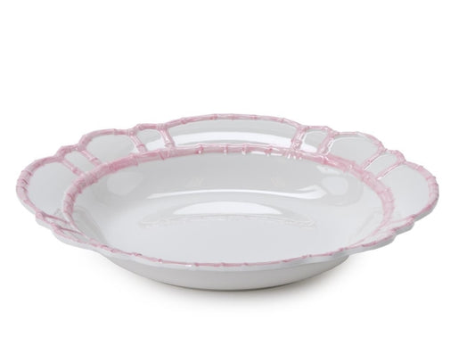 Pink Bamboo Touch Serving Bowl with Bamboo Rim