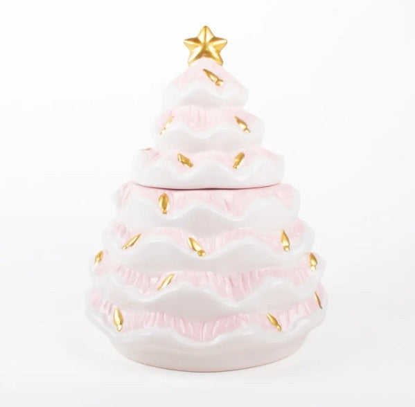 Pink Christmas Tree Cookie Jar