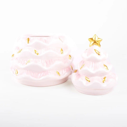 Pink Christmas Tree Cookie Jar