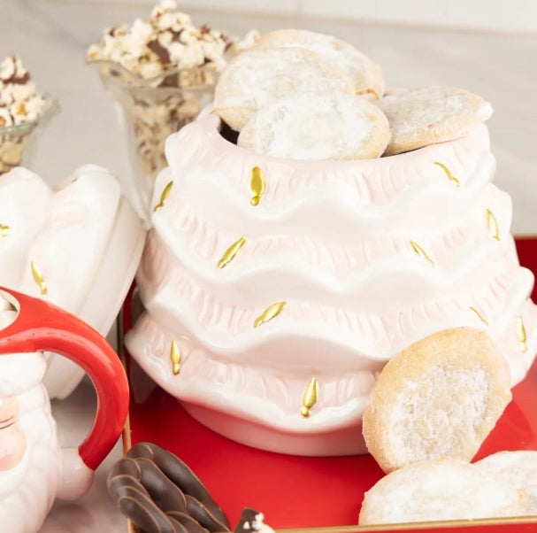 Pink Christmas Tree Cookie Jar