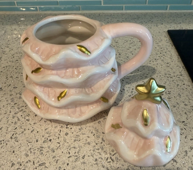 Pink Christmas Tree Coffee Mug With Lid