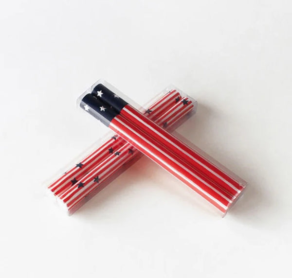 New! Star Spangled Americana Taper Candles: Set of Two