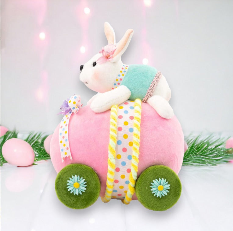 Bunny On Pink Egg Car