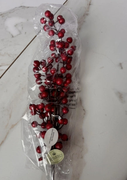 Country Berry Cluster Stems Sprays- Set of 12