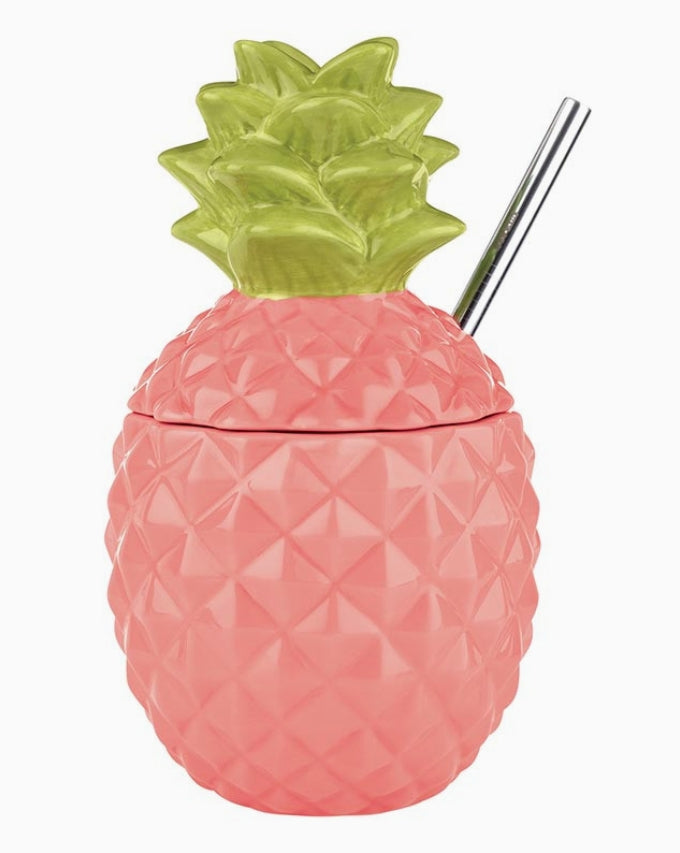 Ceramic Pineapple Drink Cups: Two Shades of Pink Available