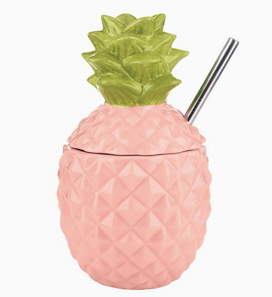 Ceramic Pineapple Drink Cups: Two Shades of Pink Available