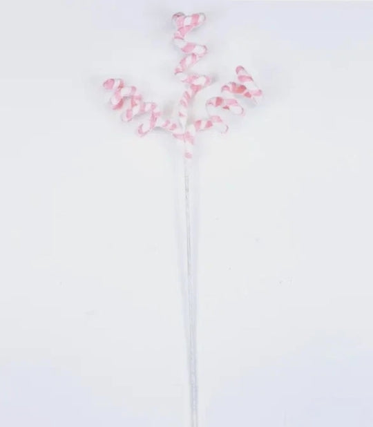 New! Whimsical Candy Stripe Stem Light Pink & White- Set of Two