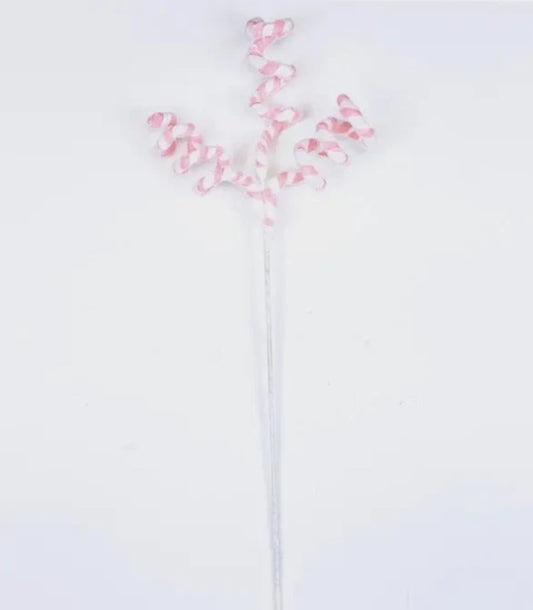 New! Whimsical Candy Stripe Stem Light Pink & White- Set of Two