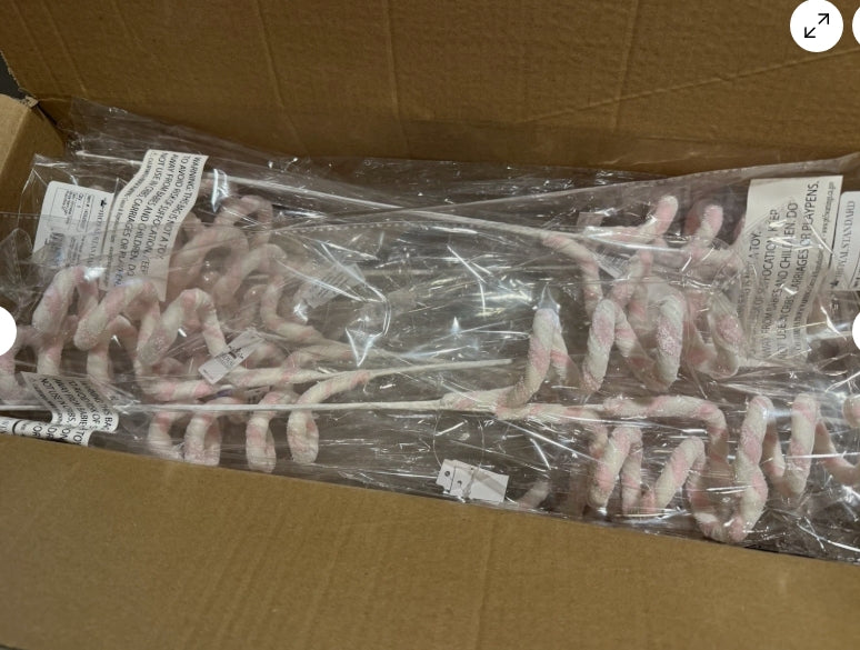 New! Whimsical Candy Stripe Stem Light Pink & White- Set of Two