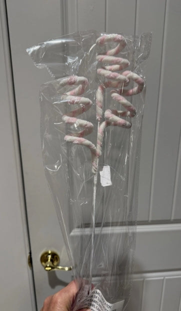 New! Whimsical Candy Stripe Stem Light Pink & White- Set of Two