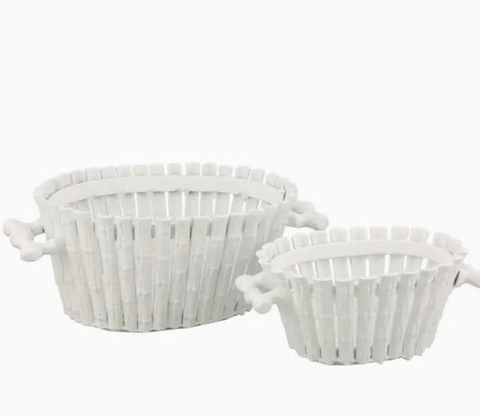 Bamboo Planter with Liner (White): Medium and Large