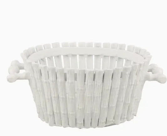 Bamboo Planter with Liner (White): Medium and Large