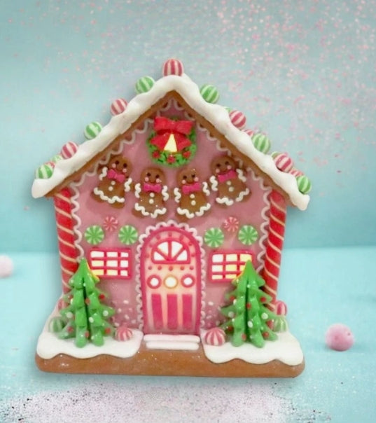 LED Candy House With Gingerbread Cookies Trim