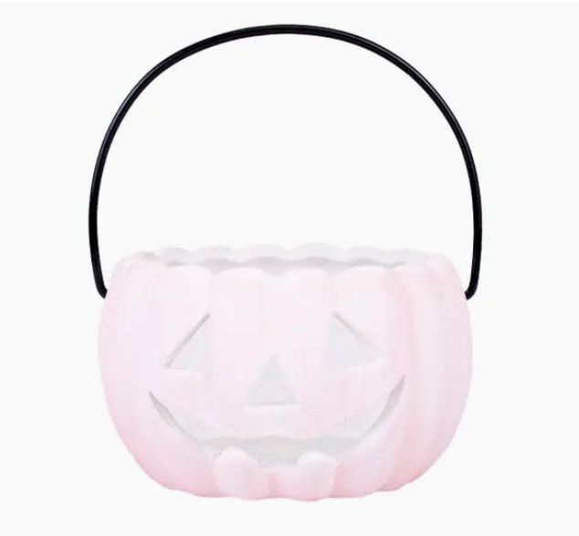Ceramic Pink Pumpkin Candle or Treat Holder