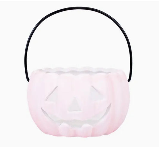 Ceramic Pink Pumpkin Candle or Treat Holder