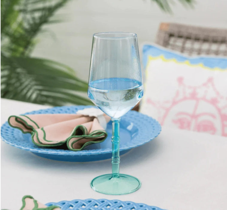 Lilly Pulitzer Wine Glass Set, Mint Condition/Hydrangea Blue