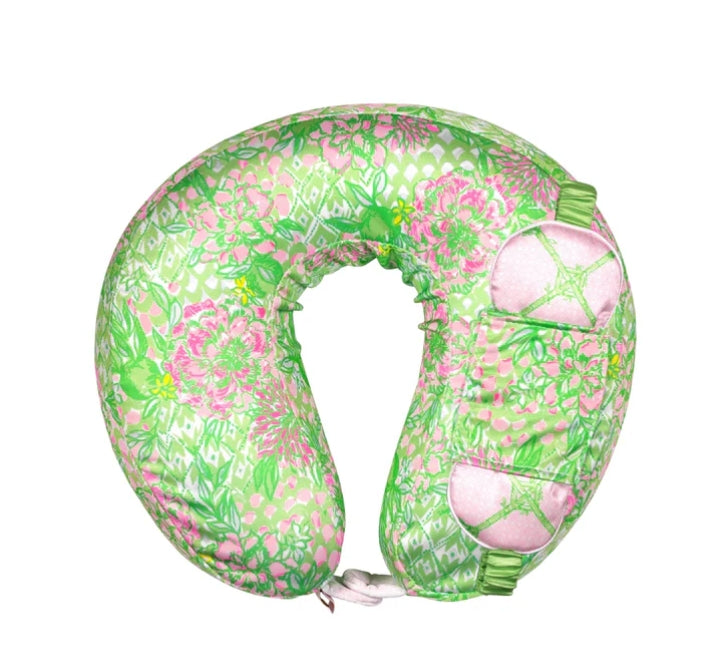 Lilly Pulitzer Neck Pillow and Eye Mask in Lime Feeling Good