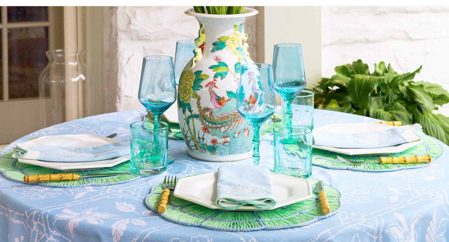 Lilly Pulitzer Wine Glass Set, Mint Condition/Hydrangea Blue