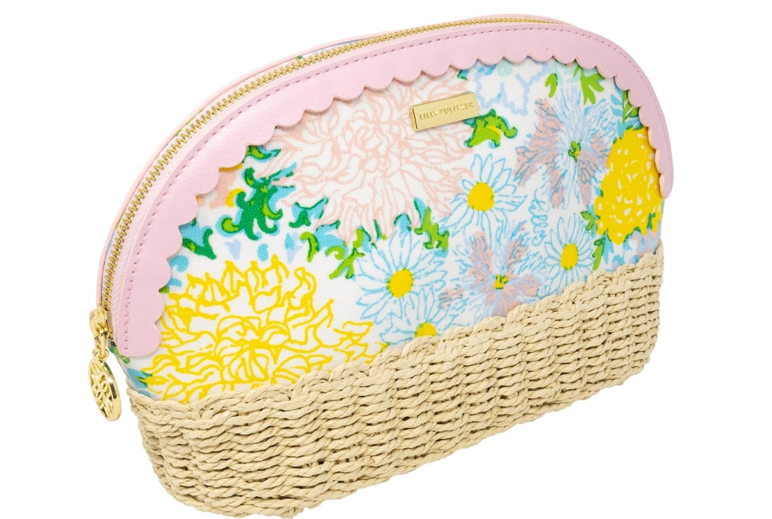 Lilly Pulitzer Scalloped Raffia Zippered Pouch