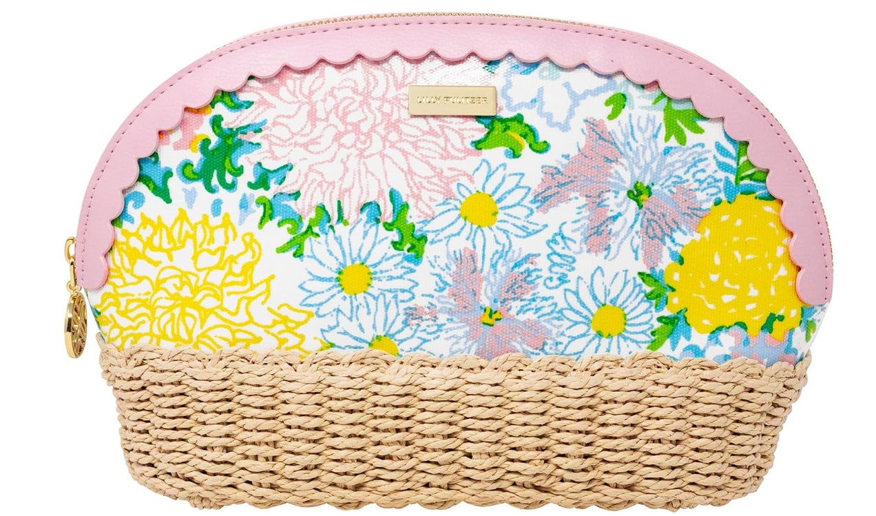 Lilly Pulitzer Scalloped Raffia Zippered Pouch