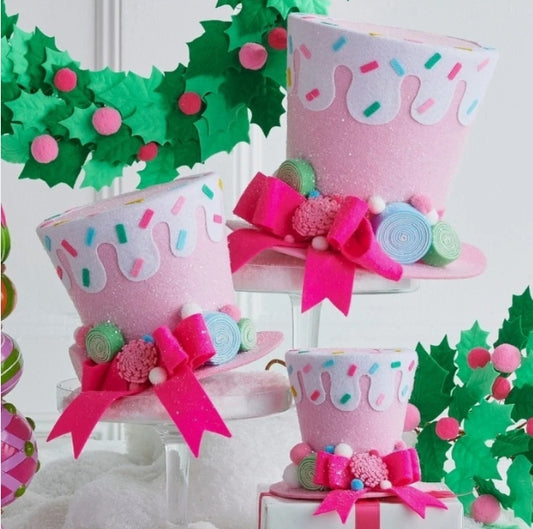 Pink Sprinkles Top Hat Decoration