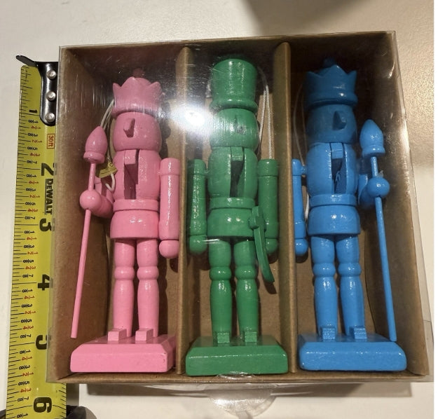 5" Colorful Nutcracker Ornaments: Set of Three