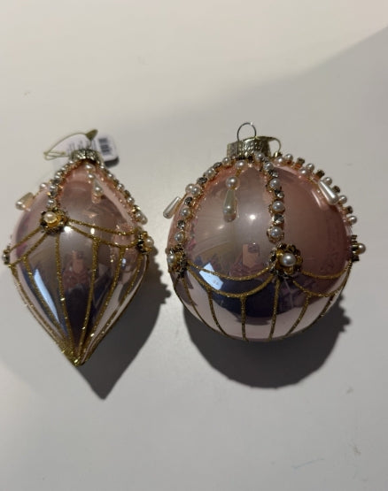 Pink & Pearl Fairground Ornaments: Set of Two