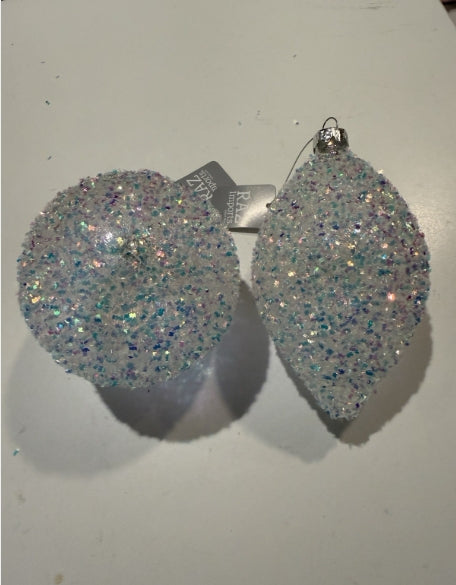 Iridescent Glitter Ornaments: Set of Two