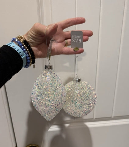Iridescent Glitter Ornaments: Set of Two