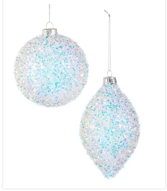 Iridescent Glitter Ornaments: Set of Two