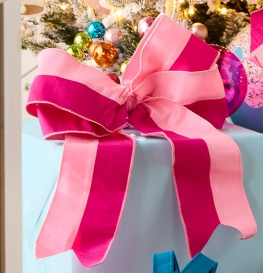 Pink Two Tone Wired Ribbon: 4" X 10 Yds