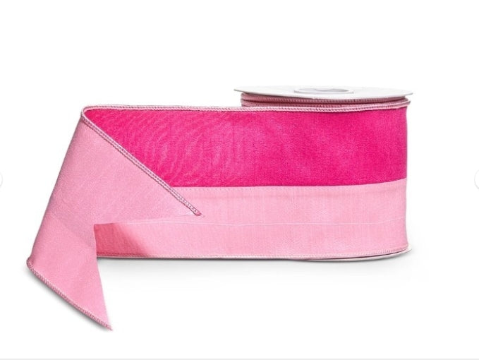 Pink Two Tone Wired Ribbon: 4" X 10 Yds