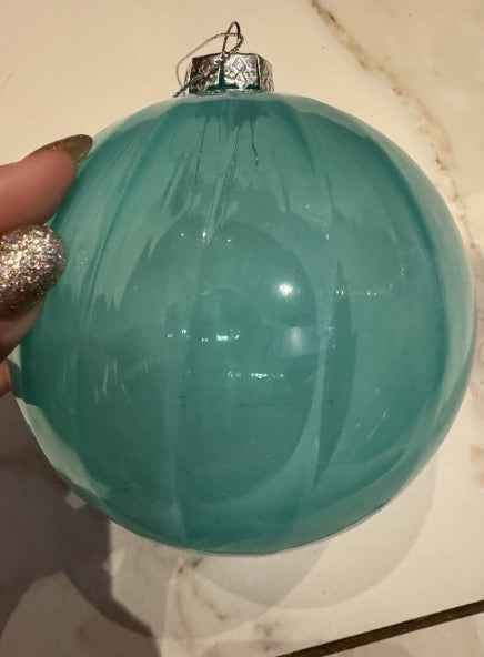 Green/Agua Clear Glass 5.5” Ornament