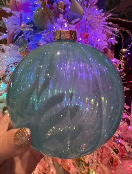 Green/Agua Clear Glass 5.5” Ornament
