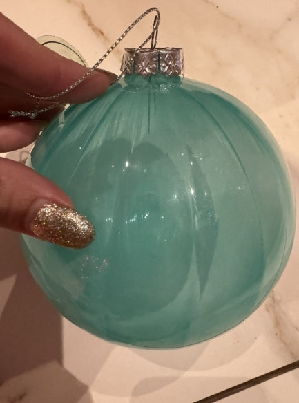 Green/Agua Clear Glass 5.5” Ornament